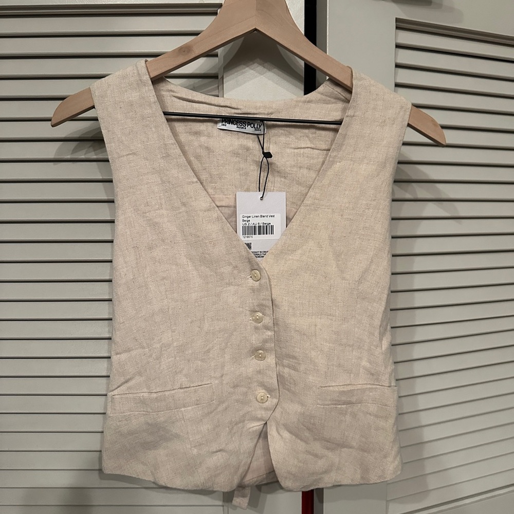 Princess Polly Beige Linen Blend Vest